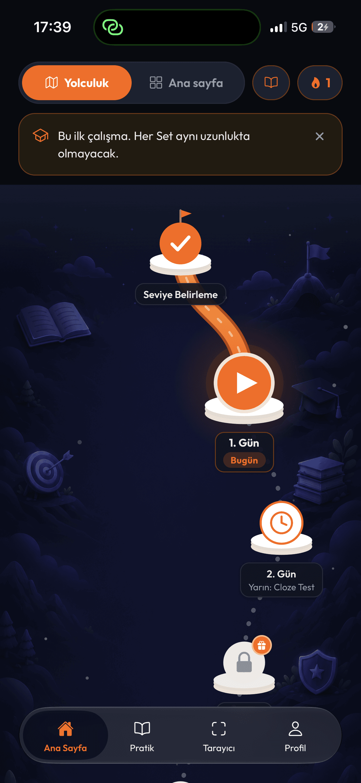 Nektar mobile app practice screen